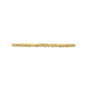 14K Yellow Gold Clasped Bangle with Marquise and Round Diamond Design