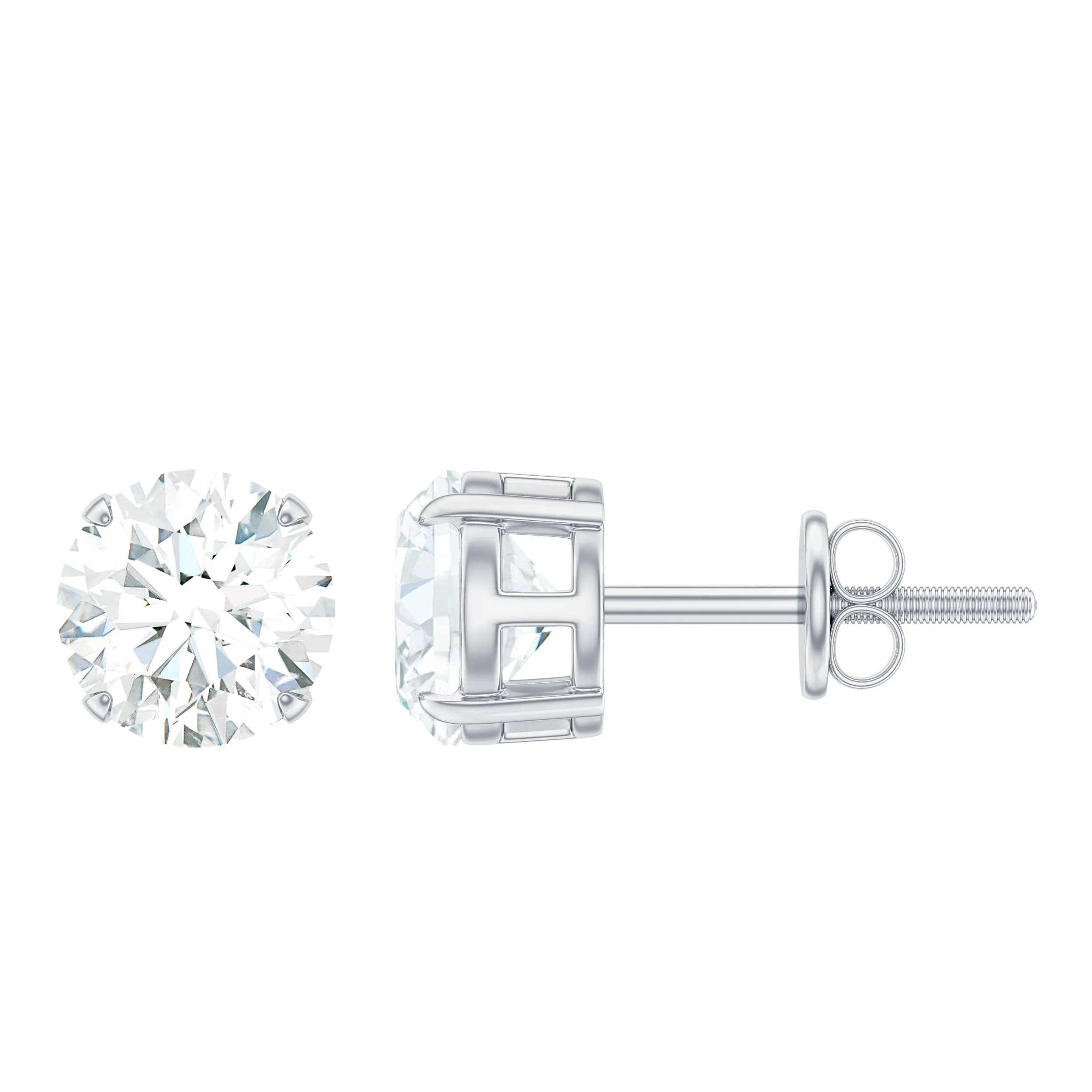 6 MM Moissanite Solitaire Stud Earrings in Silver