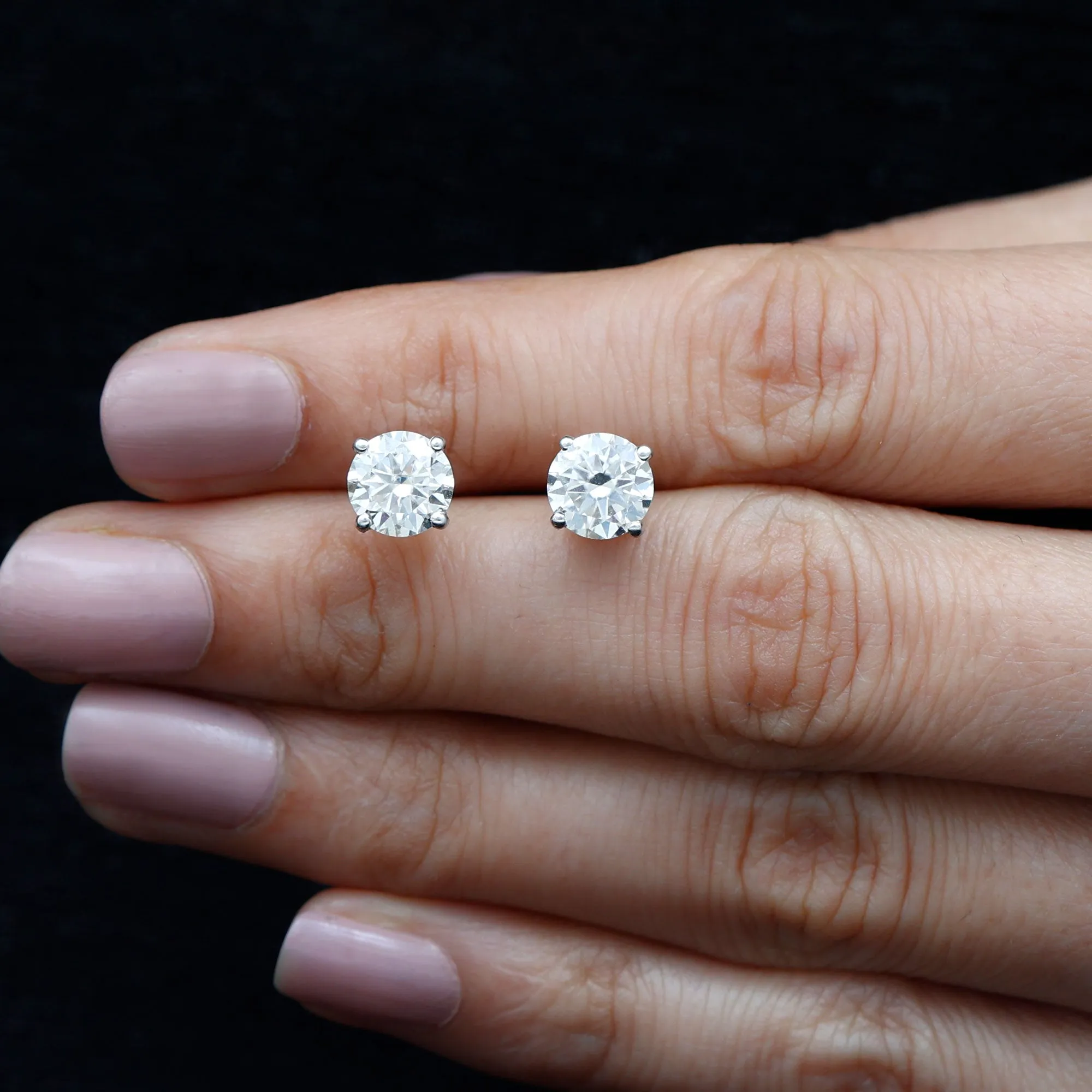 6 MM Moissanite Solitaire Stud Earrings in Silver