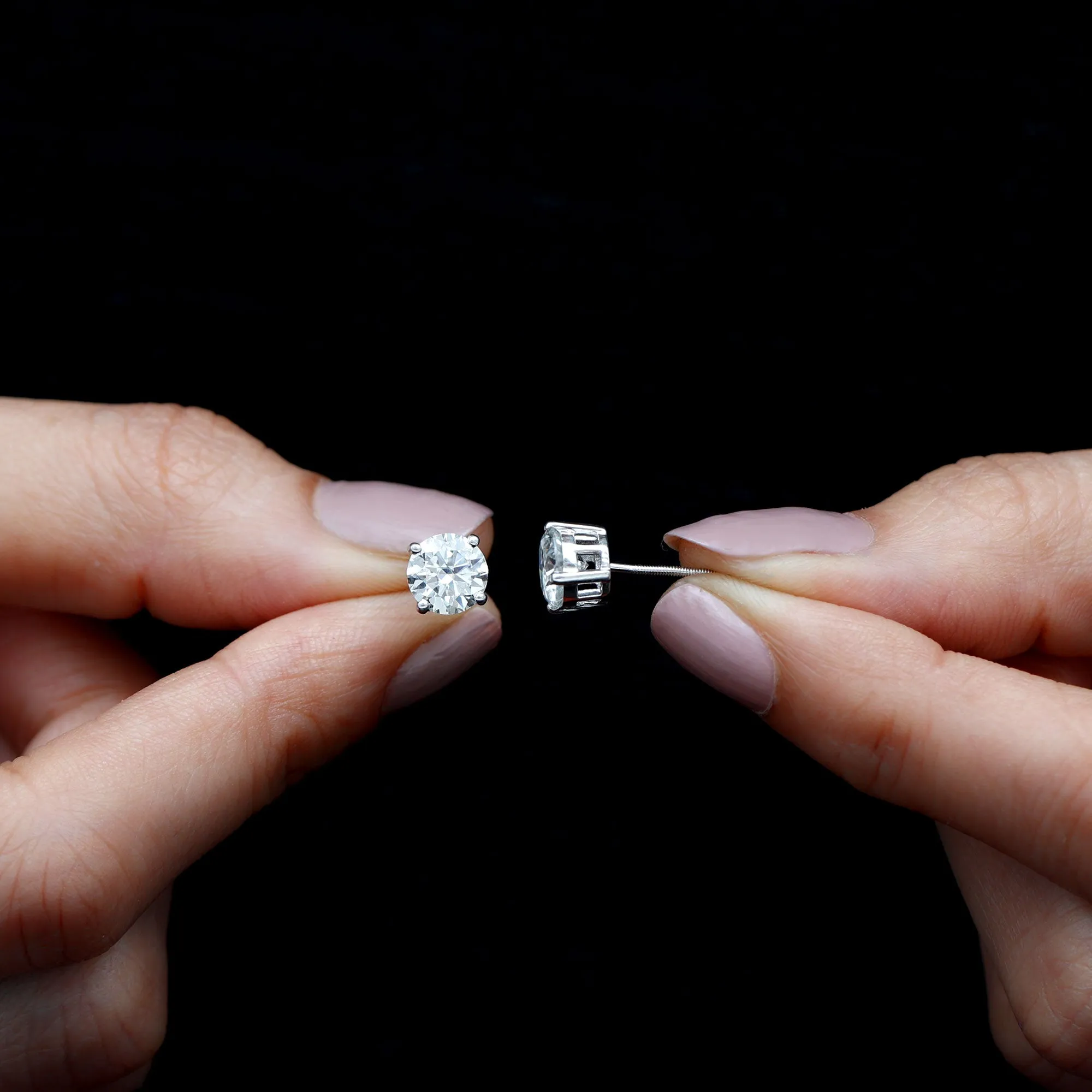 6 MM Moissanite Solitaire Stud Earrings in Silver