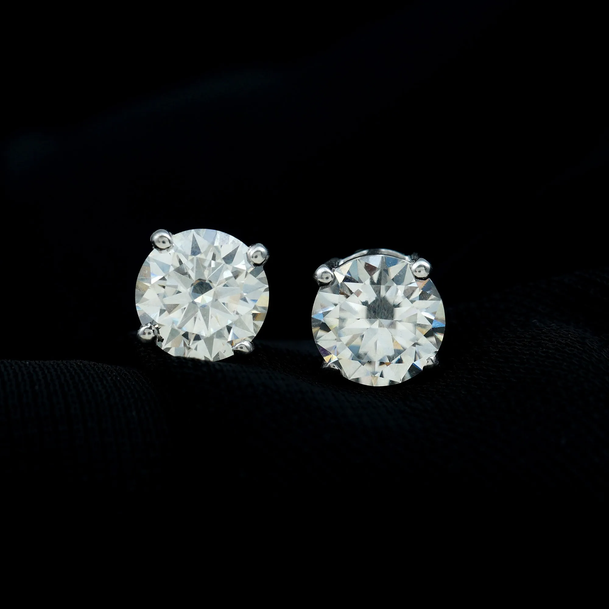 6 MM Moissanite Solitaire Stud Earrings in Silver