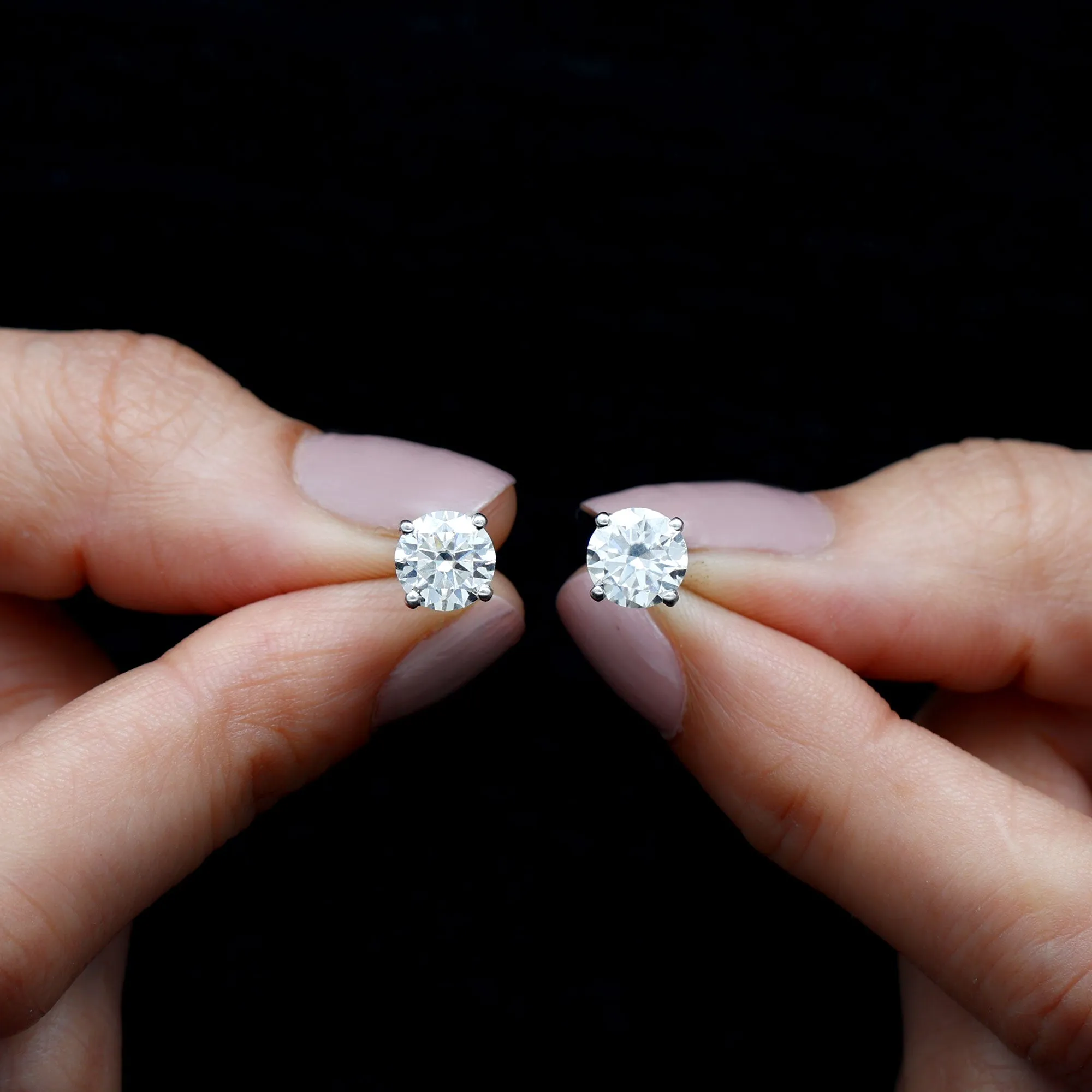 6 MM Moissanite Solitaire Stud Earrings in Silver