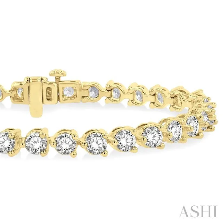 9 Ctw 3 Prong Rouond Cut Diamond  Tennis Bracelet YG 14K-G*