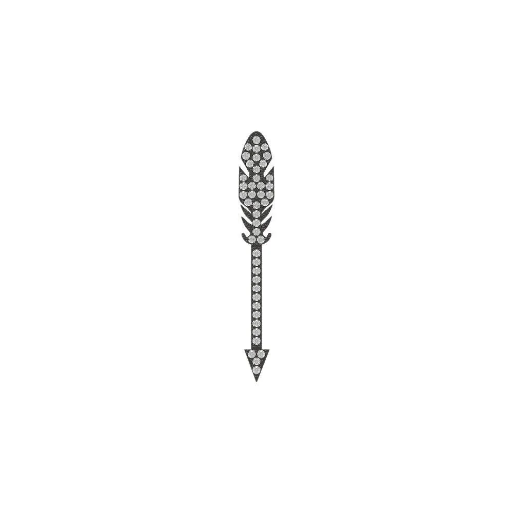 925 Sterling Silver Pave White Diamond Arrow Design Handmade Pendant Jewelry