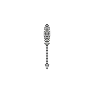 925 Sterling Silver Pave White Diamond Arrow Design Handmade Pendant Jewelry
