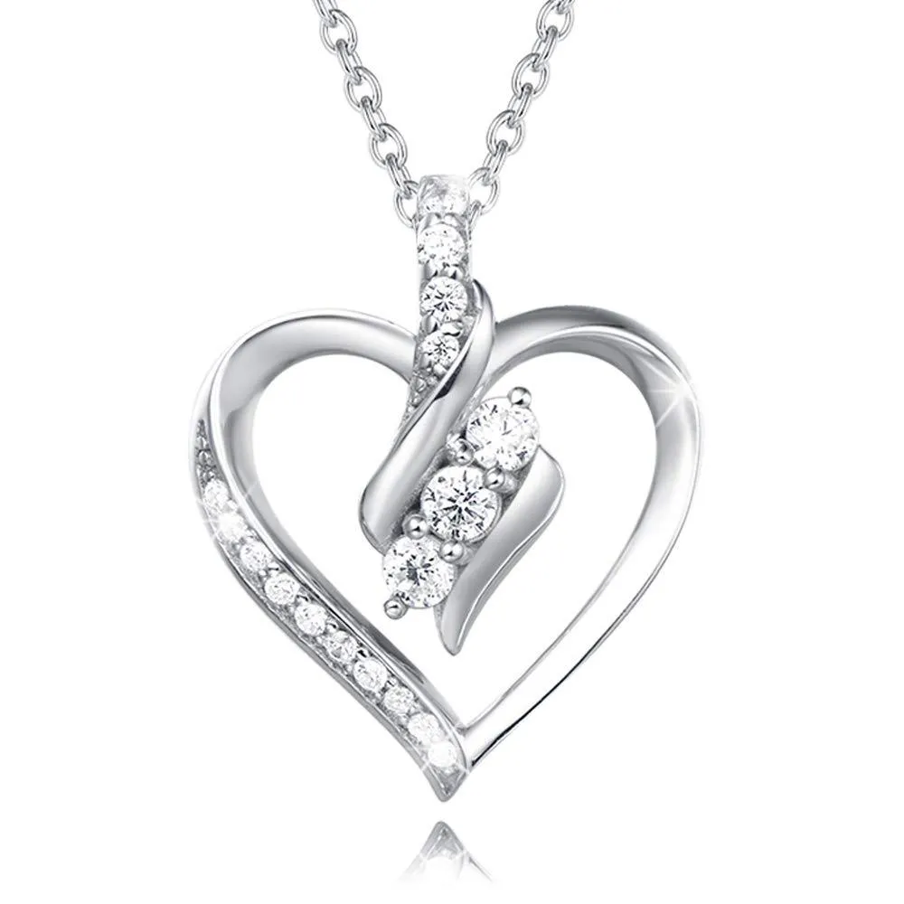Agvana 925 Sterling Silver Infinity Love Heart Necklace Cubic Zirconia CZ Heart Dainty Pendant Necklace Birthday Anniversary Jewelry Christmas Gifts for Women Teen Girls Mom Grandma Wife Girlfriend