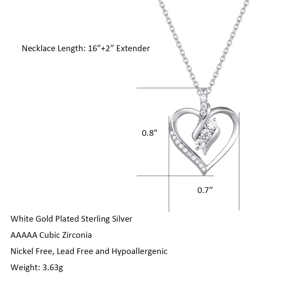 Agvana 925 Sterling Silver Infinity Love Heart Necklace Cubic Zirconia CZ Heart Dainty Pendant Necklace Birthday Anniversary Jewelry Christmas Gifts for Women Teen Girls Mom Grandma Wife Girlfriend