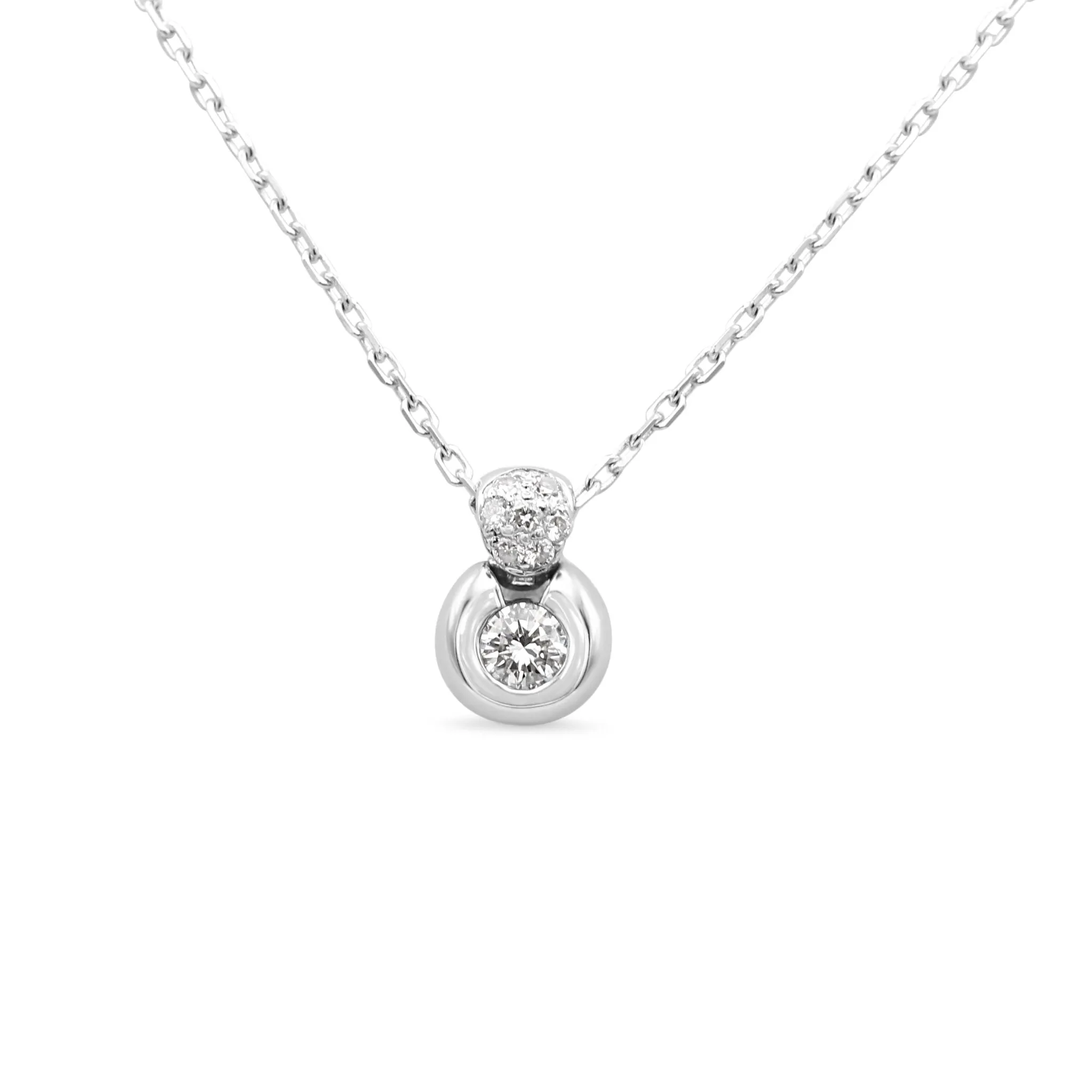 Brilliant Cut Diamond Pendant On A 16" Necklace - 18ct White Gold