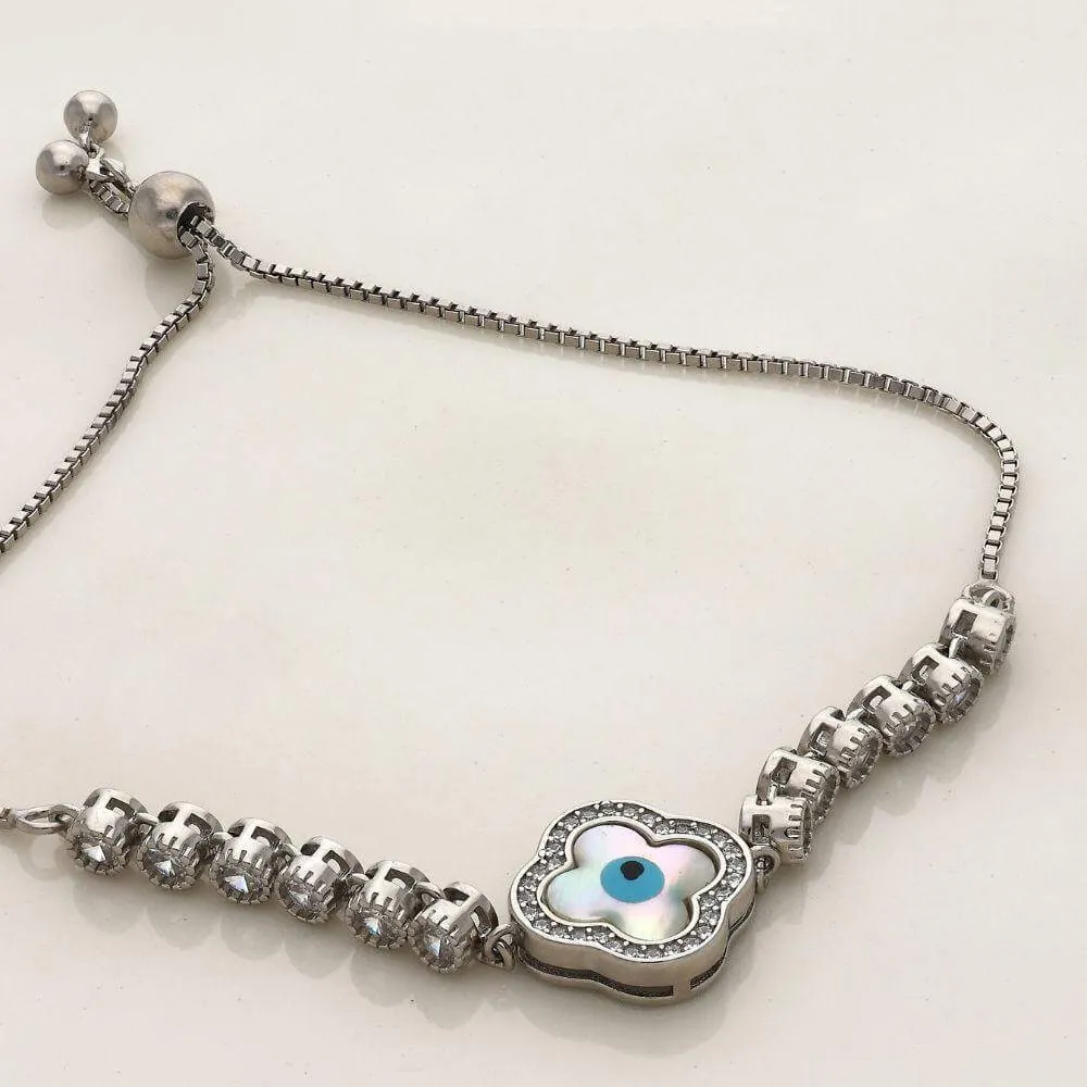 Charming Evil Eye Silver Slider Bracelet