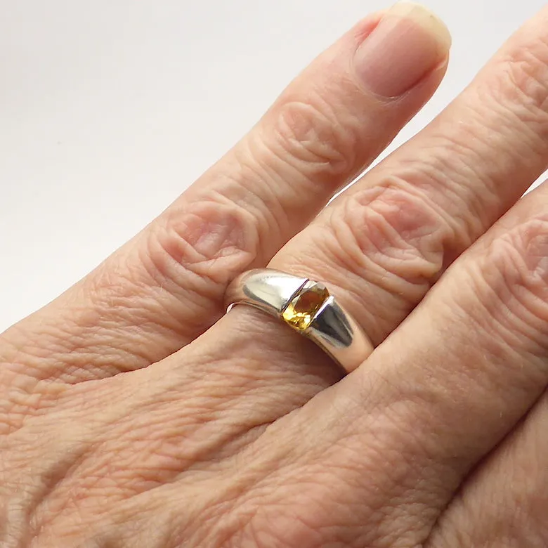 Citrine Ring Faceted Oblong, 925 Silver, f1