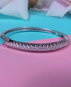 Clear Zircon Sterling Silver D Bangle