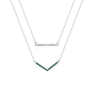 Created Emerald and Diamond Layer Necklace