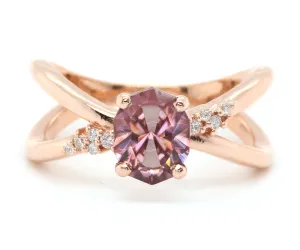 Criss Cross Rose Zircon Diamond Gold Ring
