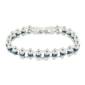 December Edition 3/8" Wide All Silver Blue Zircon Imitation Crystal Centers