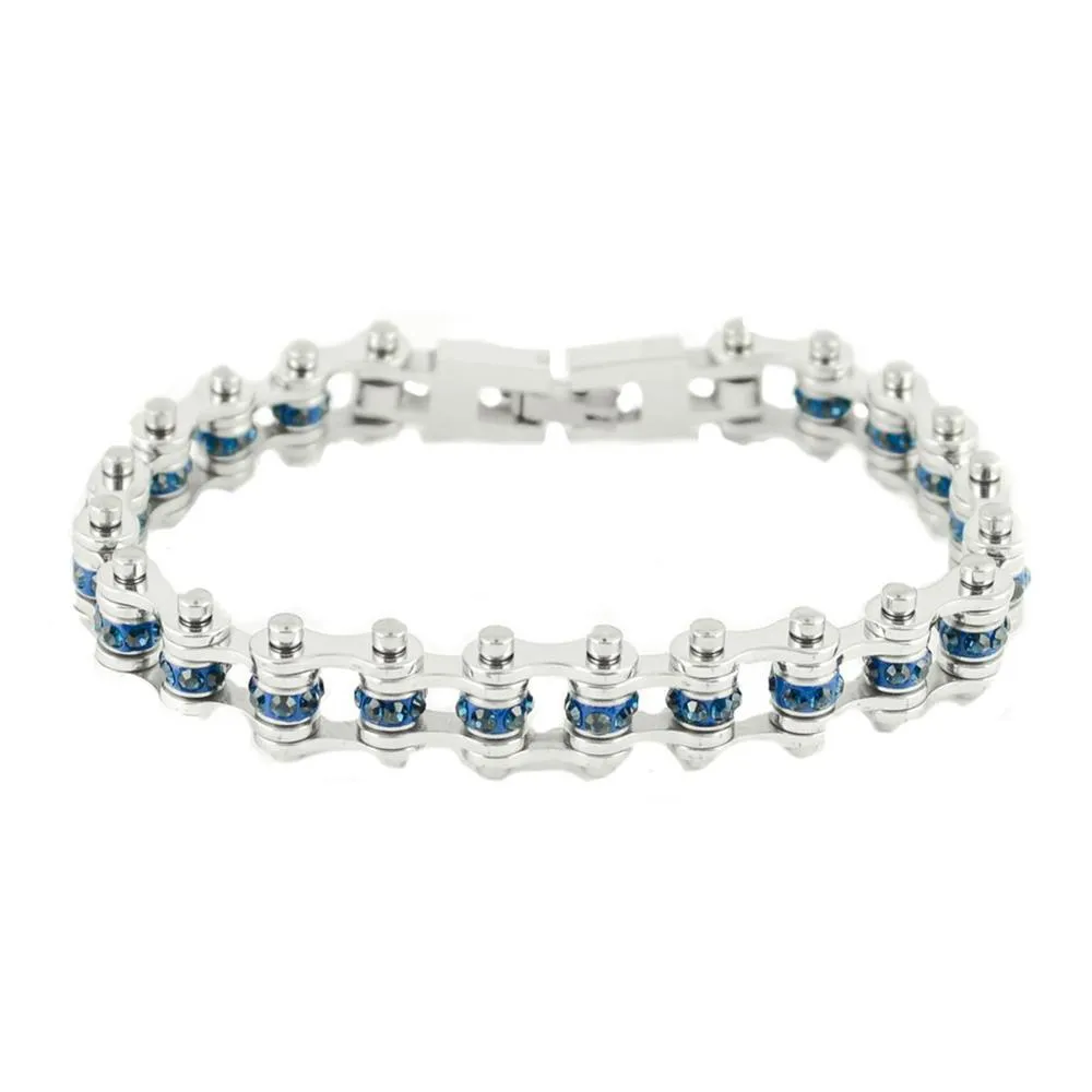 December Edition 3/8" Wide All Silver Blue Zircon Imitation Crystal Centers