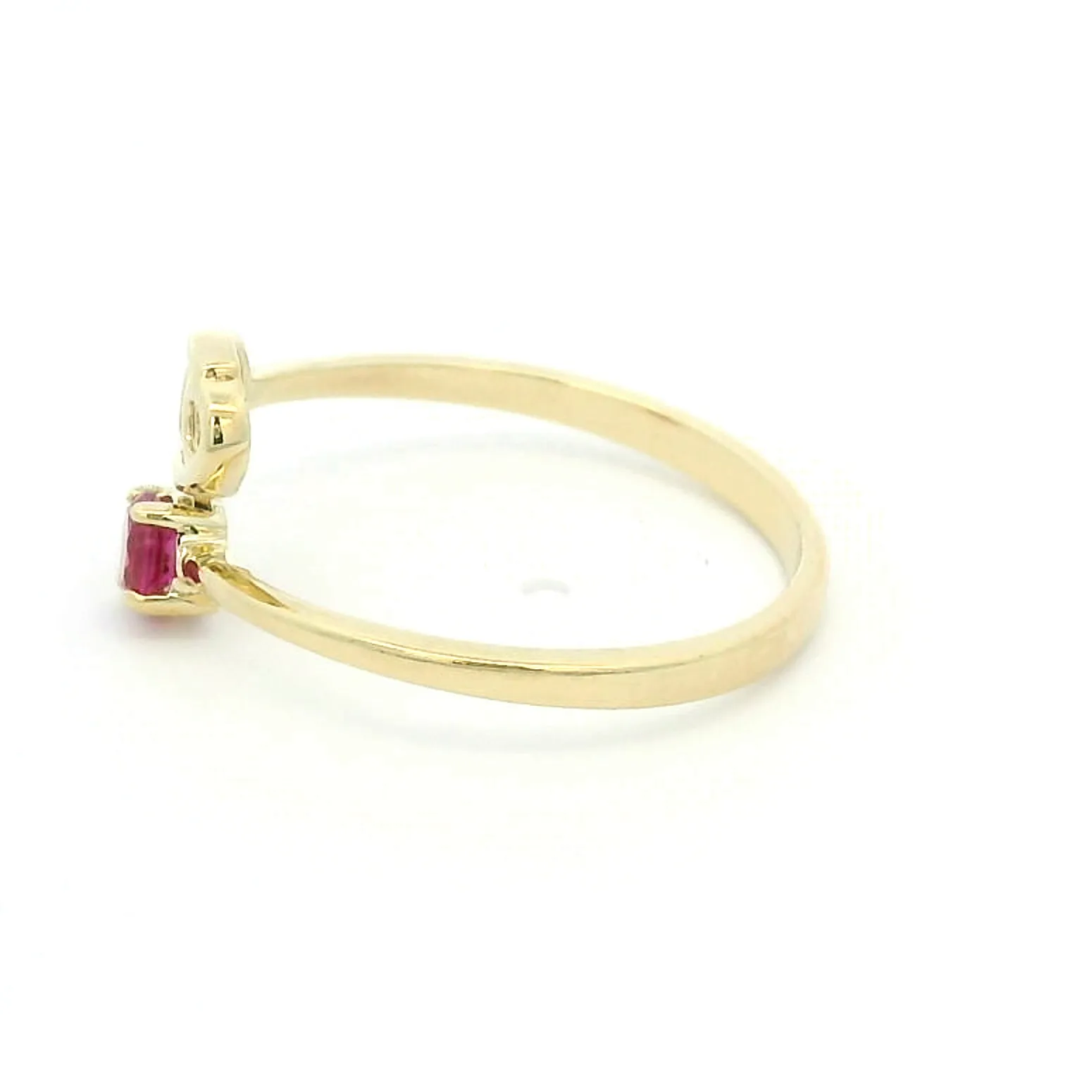 Elegant Yellow Gold Cancer Ring with Created Ruby