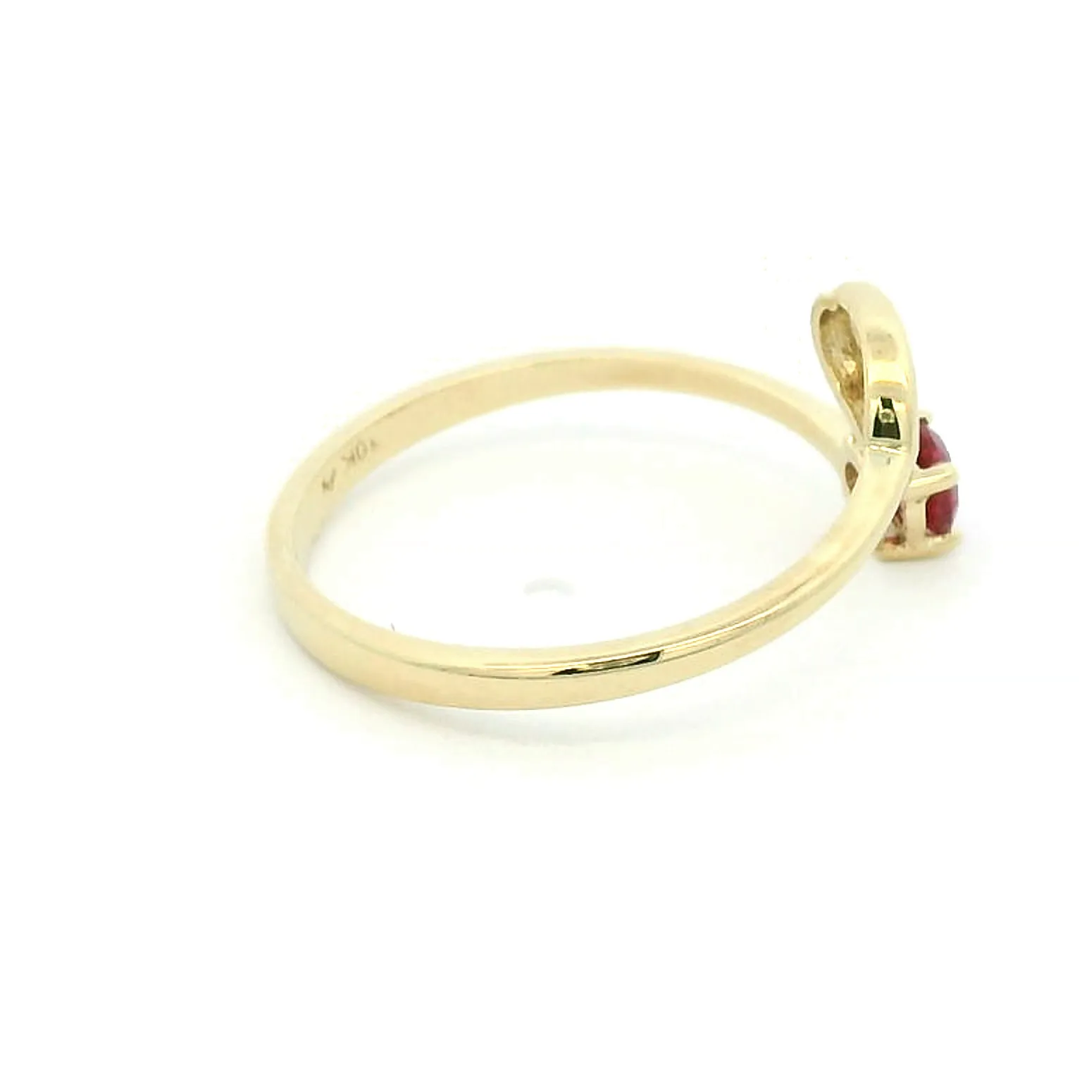 Elegant Yellow Gold Cancer Ring with Created Ruby