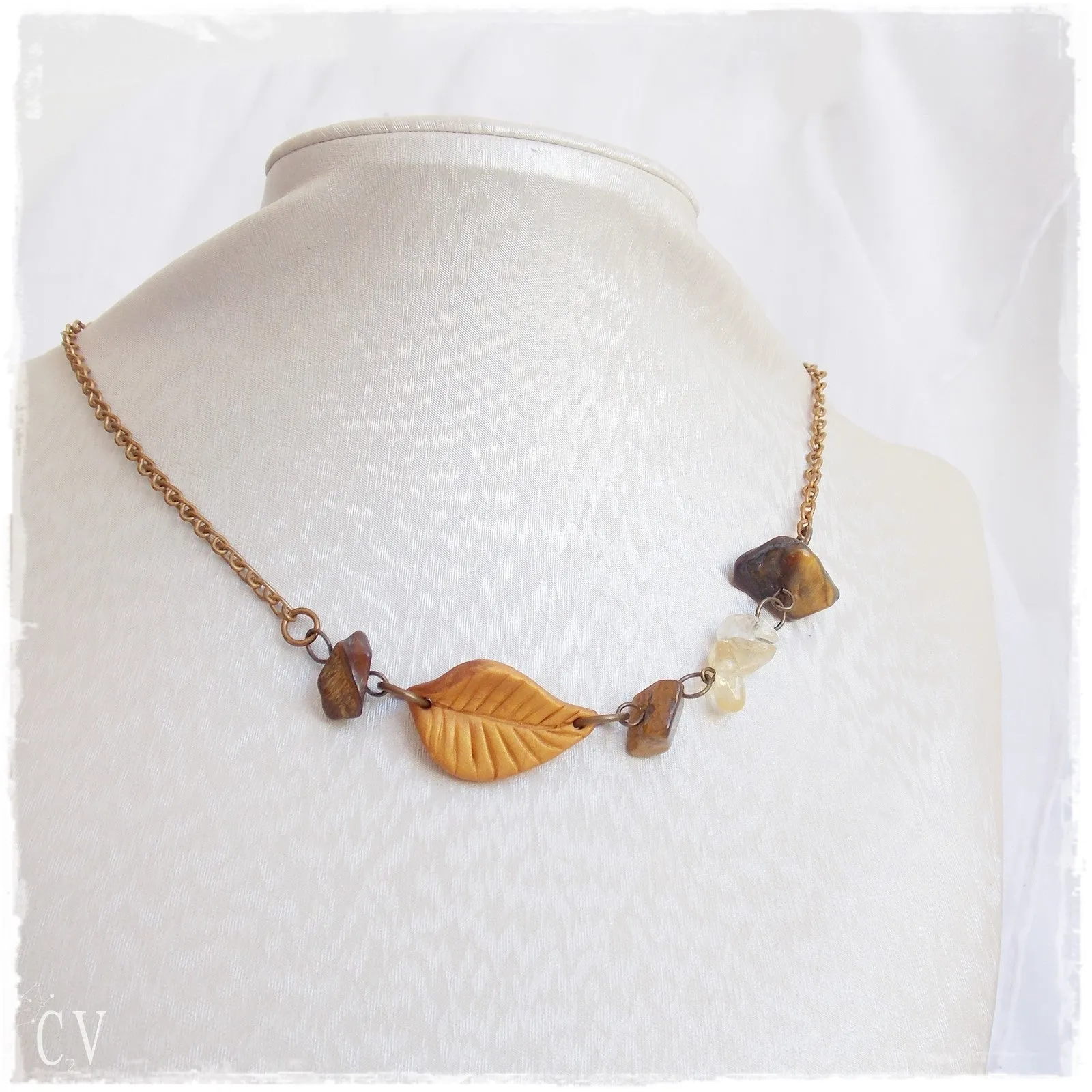 Fall Leaf Polymer Clay Necklace