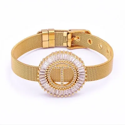 Fashion Zircon 26 A-Z Letters Watch Belt Bracelet