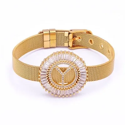 Fashion Zircon 26 A-Z Letters Watch Belt Bracelet