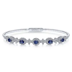 Gabriel & Co., White Gold  Sapphire & Diamond Bangle