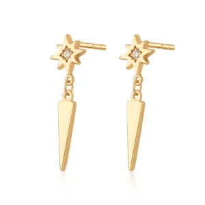 Interstellar Spike Drop Stud Earrings - Gold - SPG-370