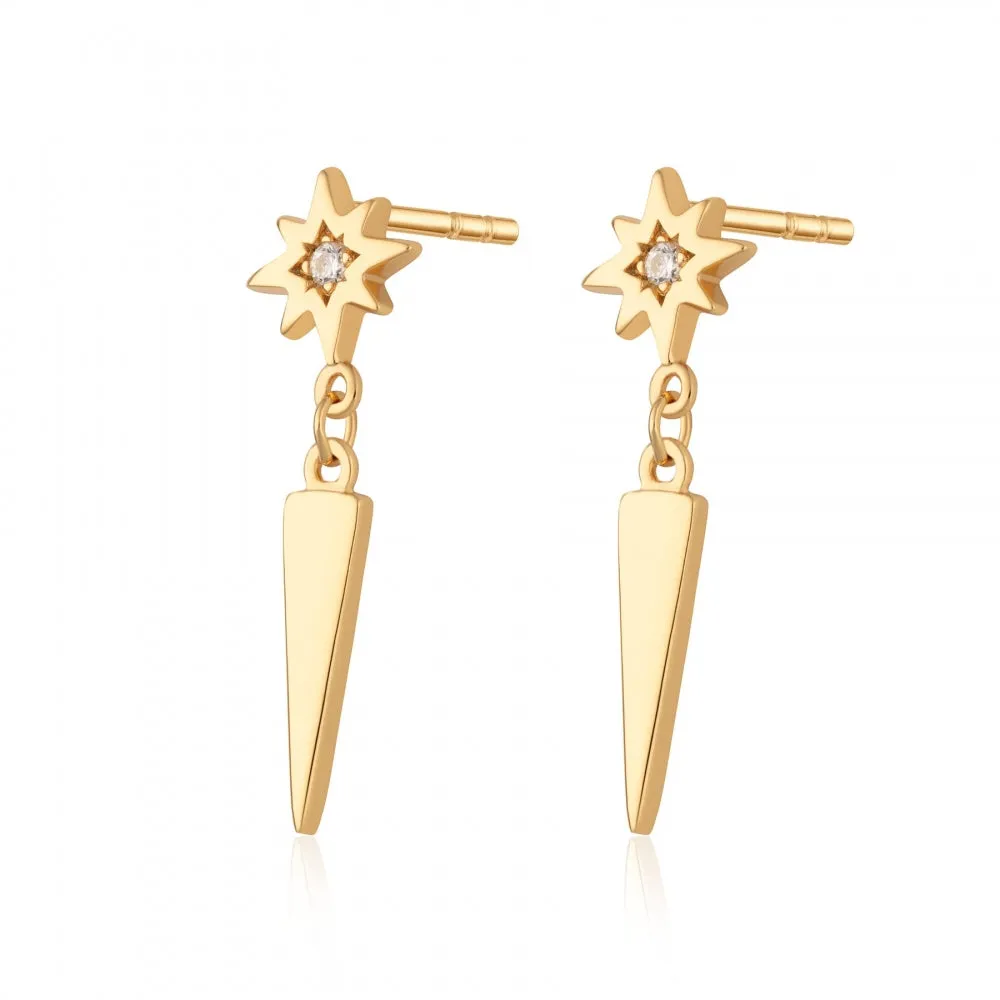 Interstellar Spike Drop Stud Earrings - Gold - SPG-370
