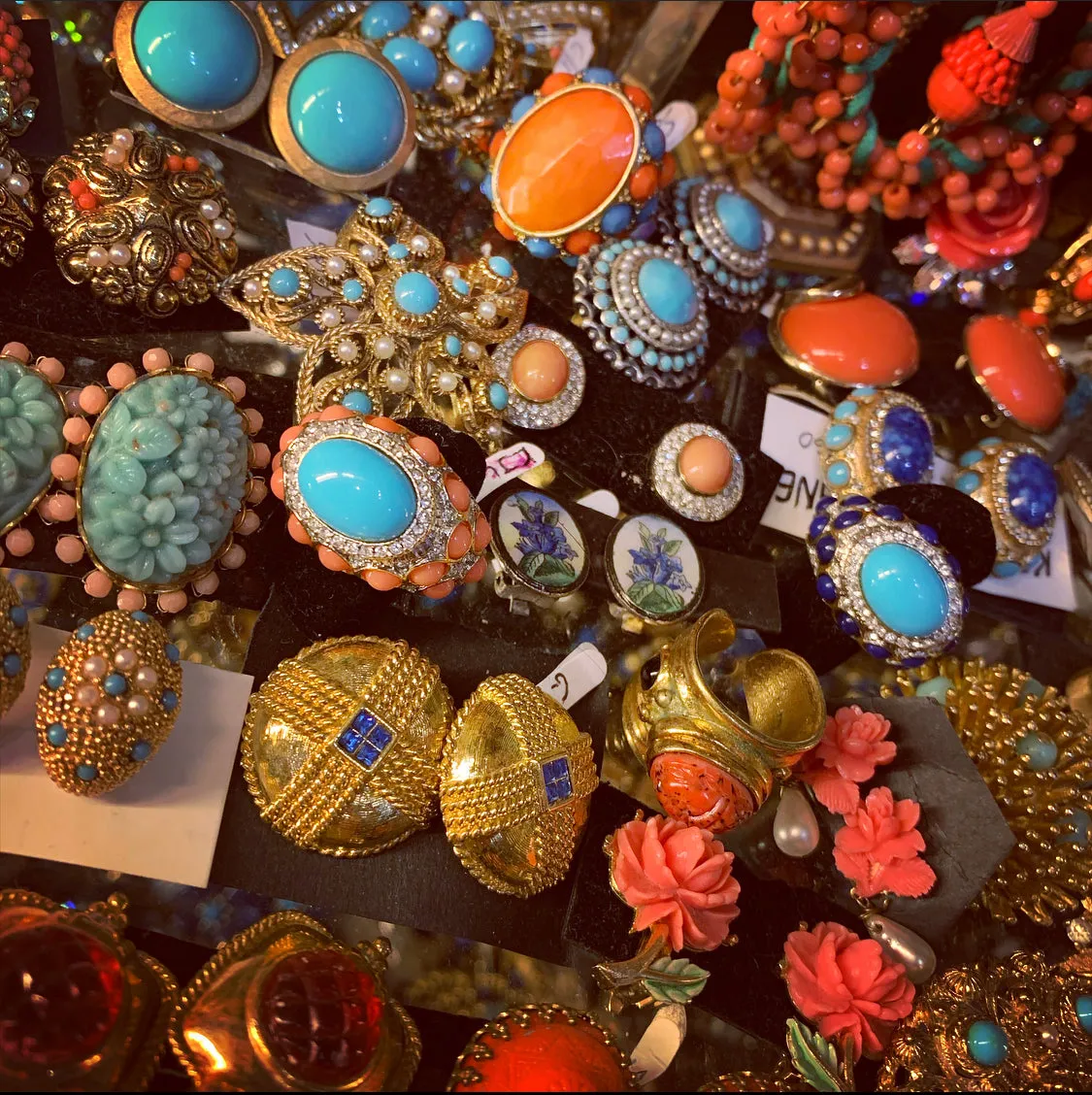 Kenneth Jay Lane Coral and Turquoise Statement ring