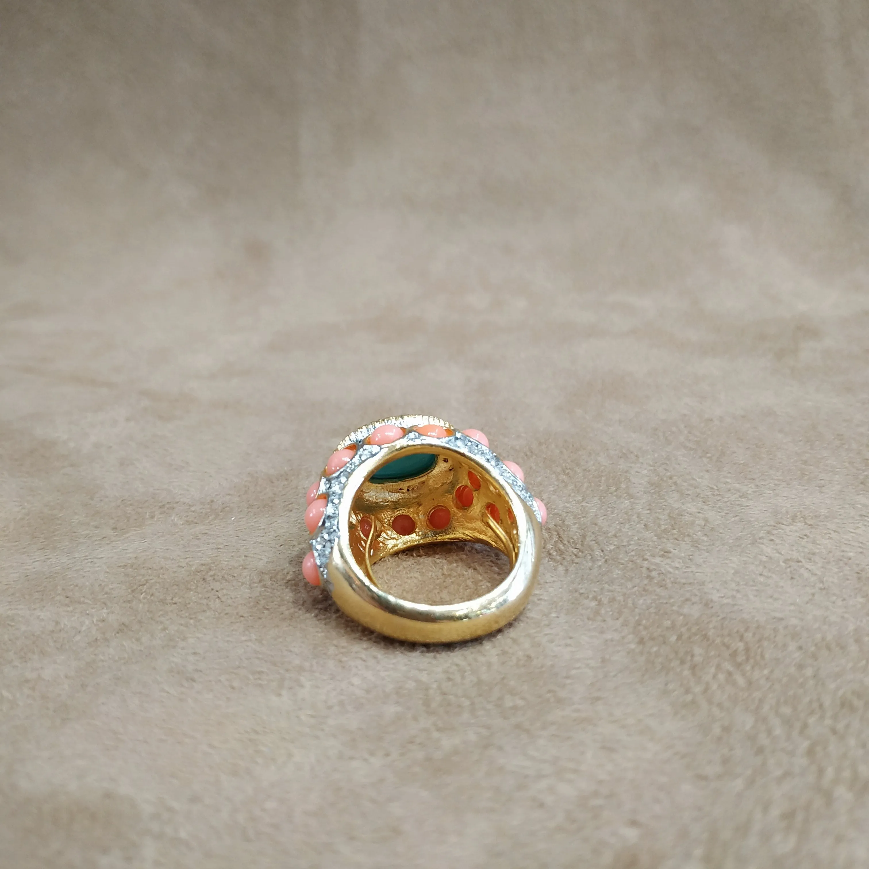 Kenneth Jay Lane Coral and Turquoise Statement ring