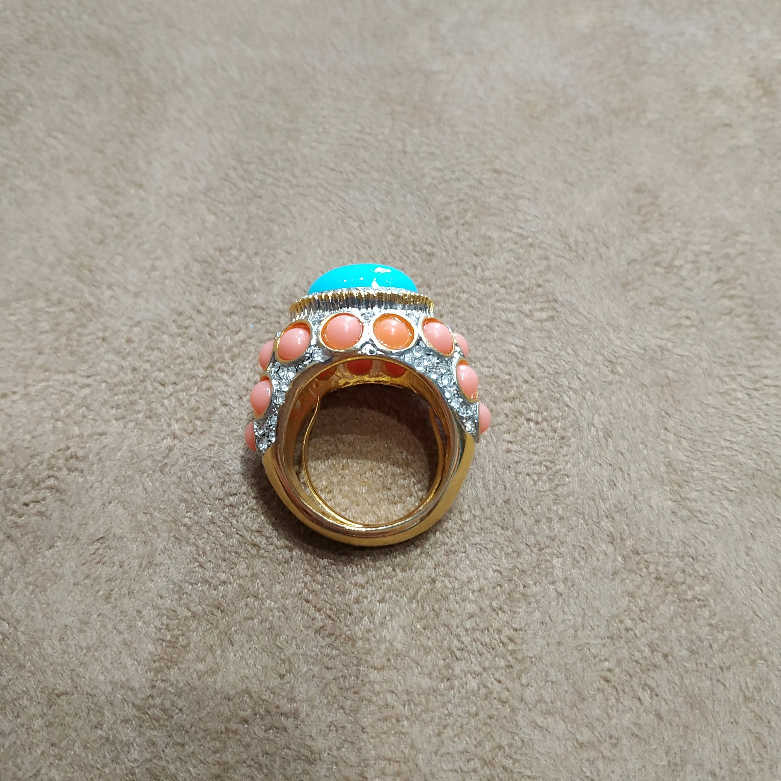 Kenneth Jay Lane Coral and Turquoise Statement ring