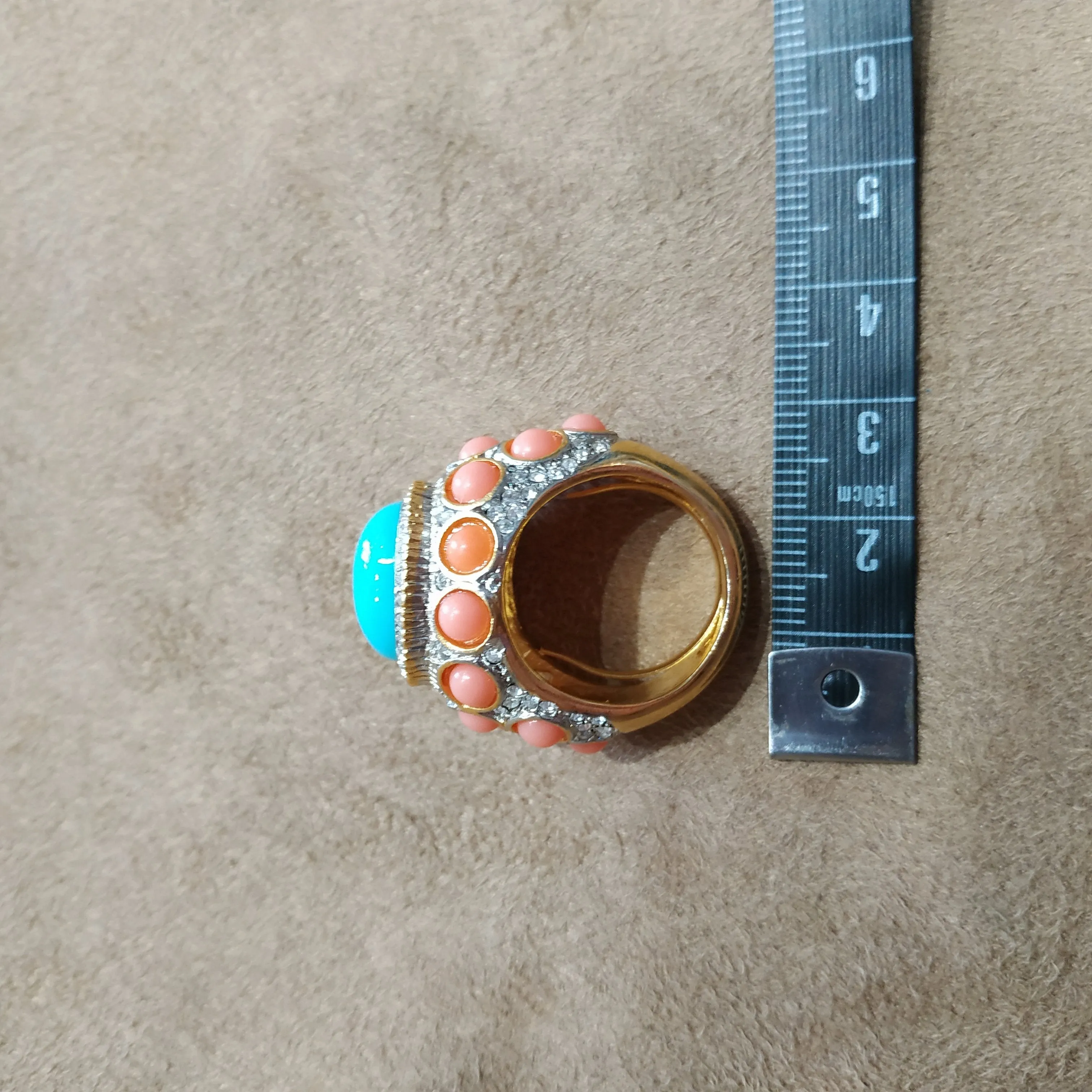 Kenneth Jay Lane Coral and Turquoise Statement ring