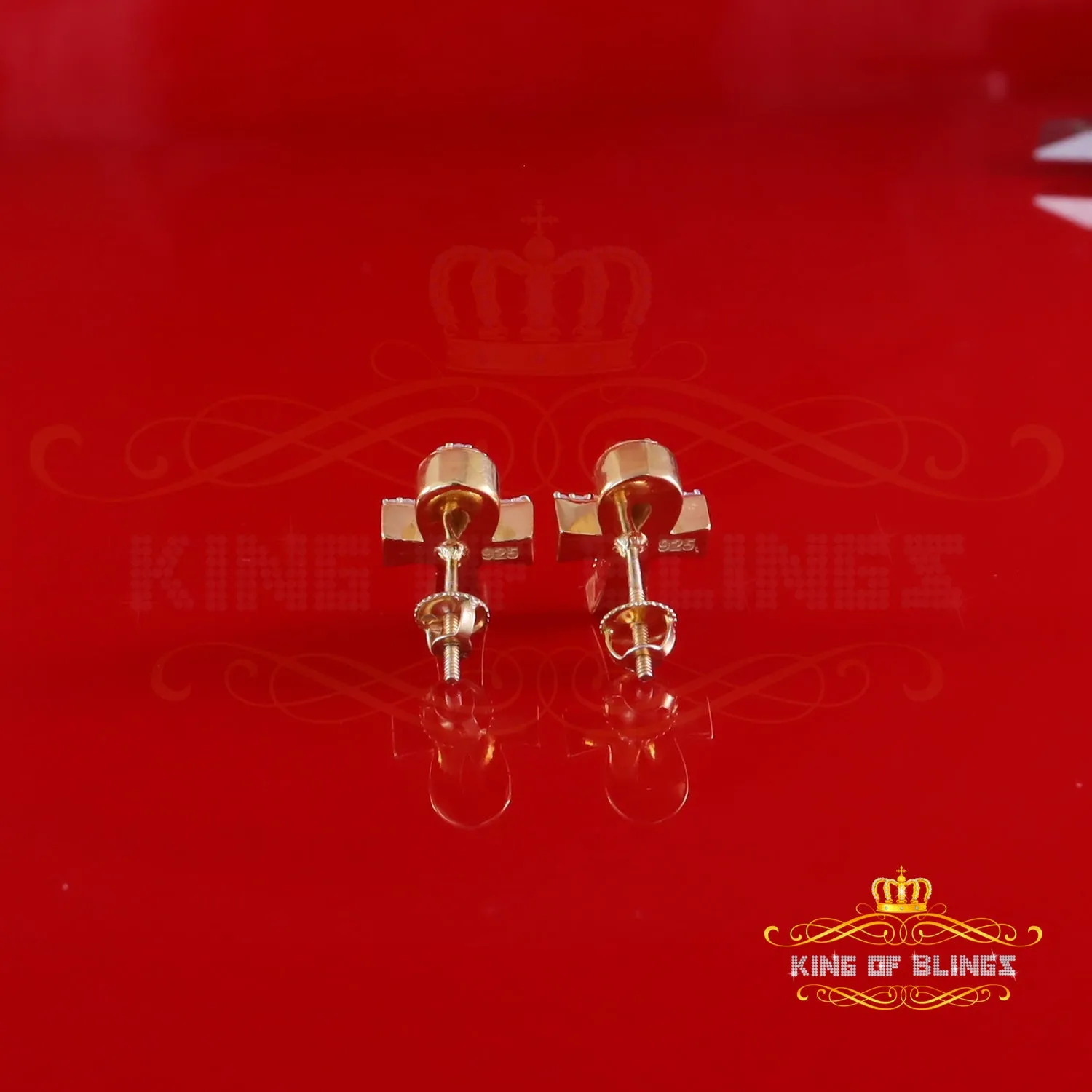 King of Blings-0.40ct Diamond 925 Sterling Silver Yellow for Men's & Women Stud ANKH Earring