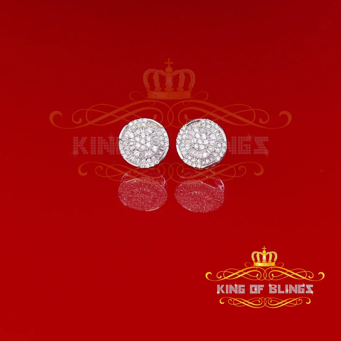 King of Blings 925 White Silver 1.68ct Cubic Zirconia Charm Round Women's Earrings