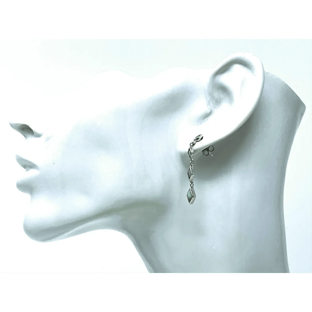 Larimar Diamond Shape Sterling Silver Stud Earrings