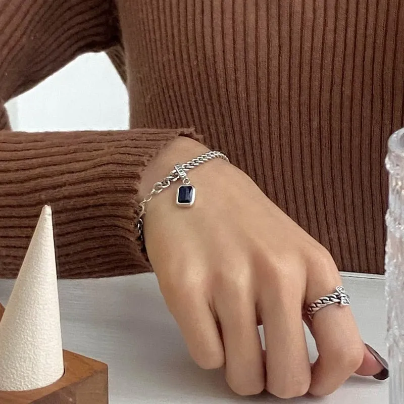 Luxury Blue Zircon Jewelry Set Necklace Bracelet for Women Jewelry