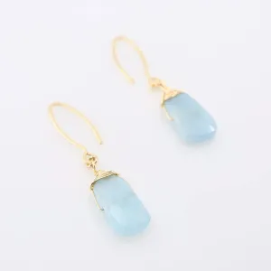 Milky Aquamarine Gemstone on Forged Earwire