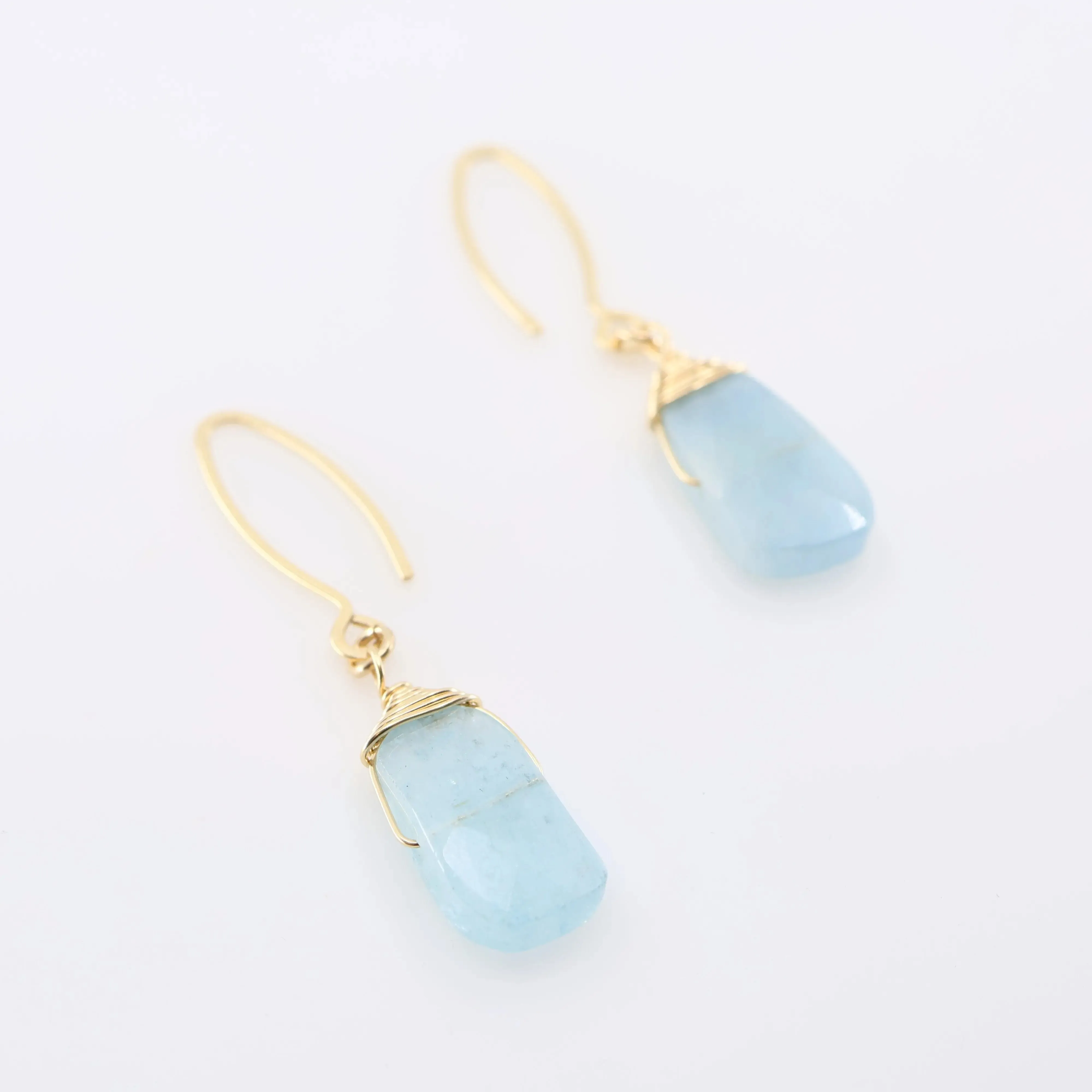 Milky Aquamarine Gemstone on Forged Earwire