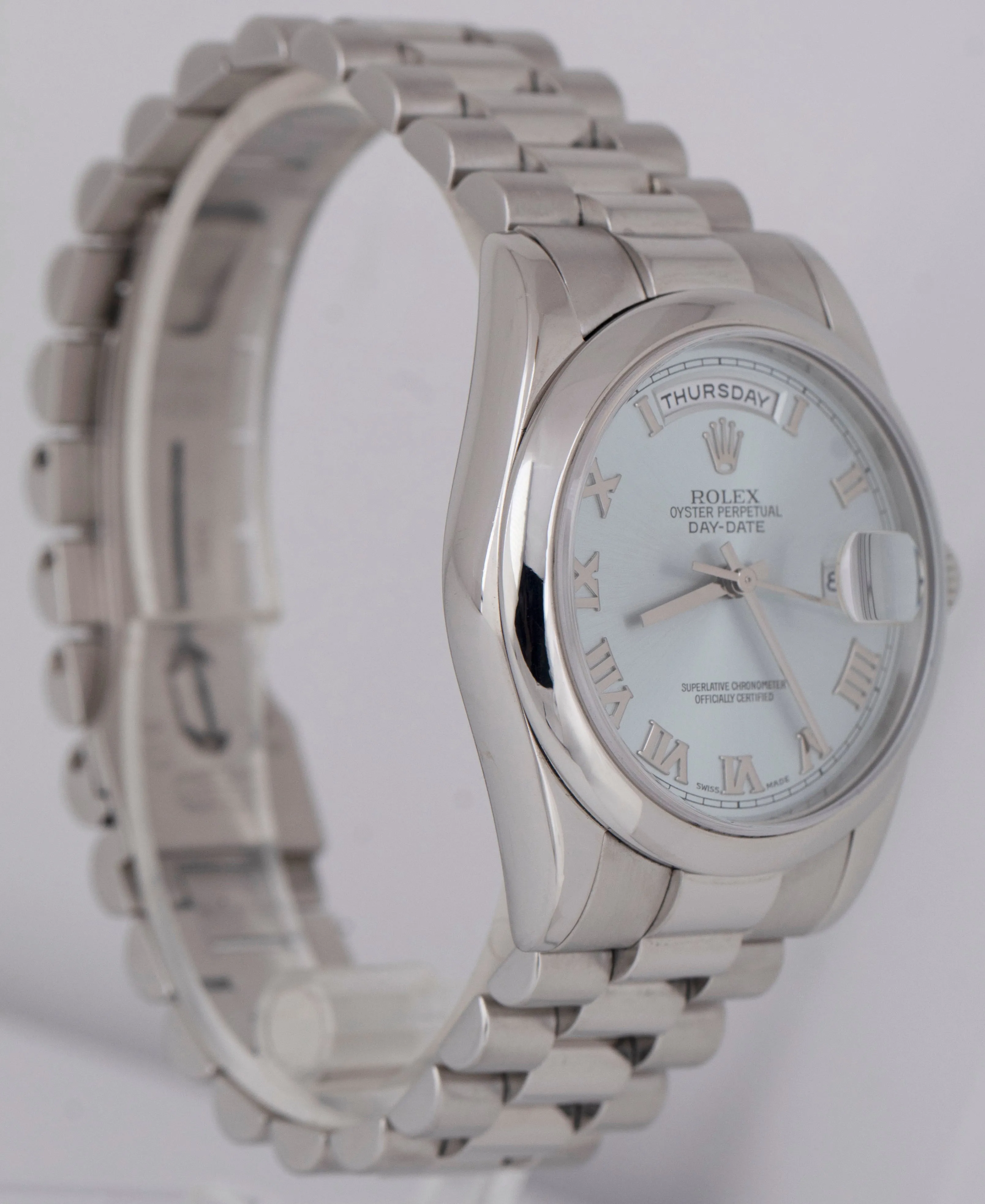 MINT PAPERS Rolex Day-Date Presidential 36mm Glacier Blue Platinum 118206 BOX