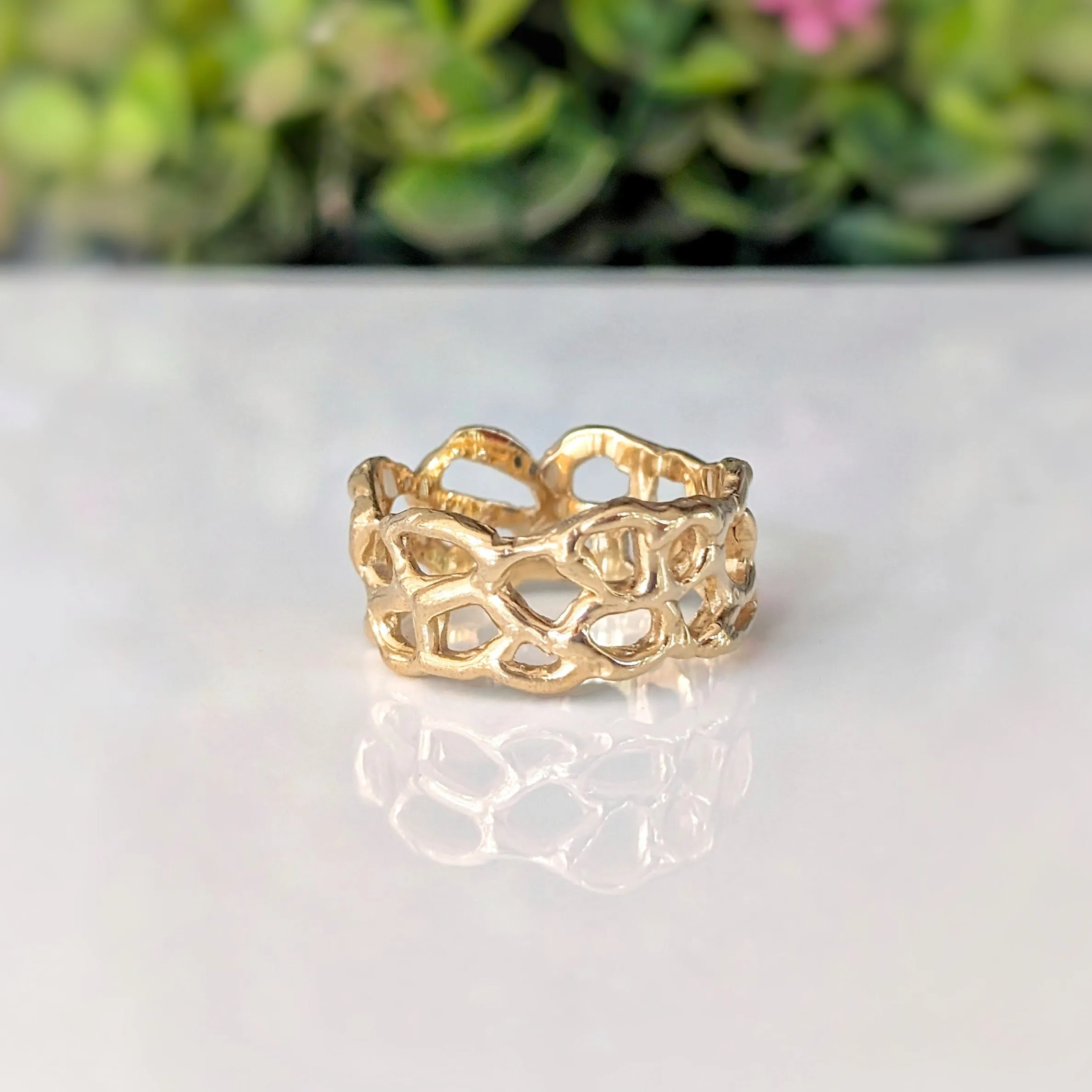 Molten Silver Honeycomb ring
