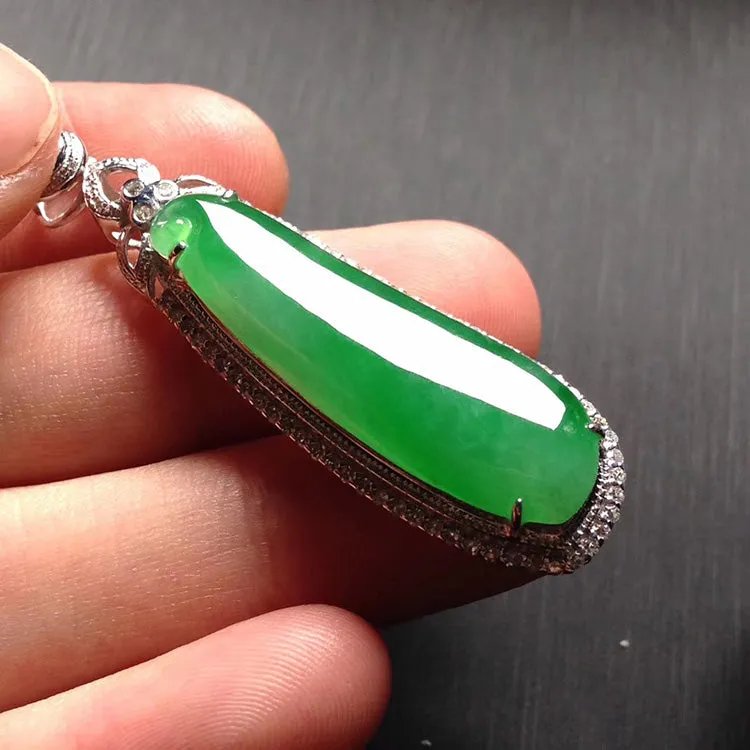 Natural Jade Pendant Jadeite Gold Pendant PT427