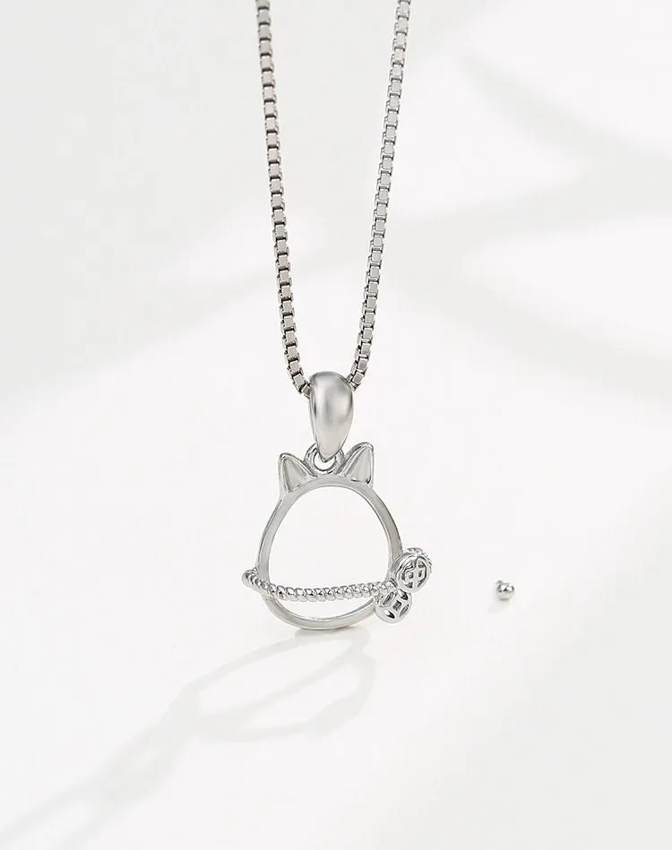 Necklace Pendant Blank Setting Vintage Cat Shape 11mm Sterling Silver Fine 925 For One Bead No Prongs DIY Jewelry Finding Wholesale 1pc