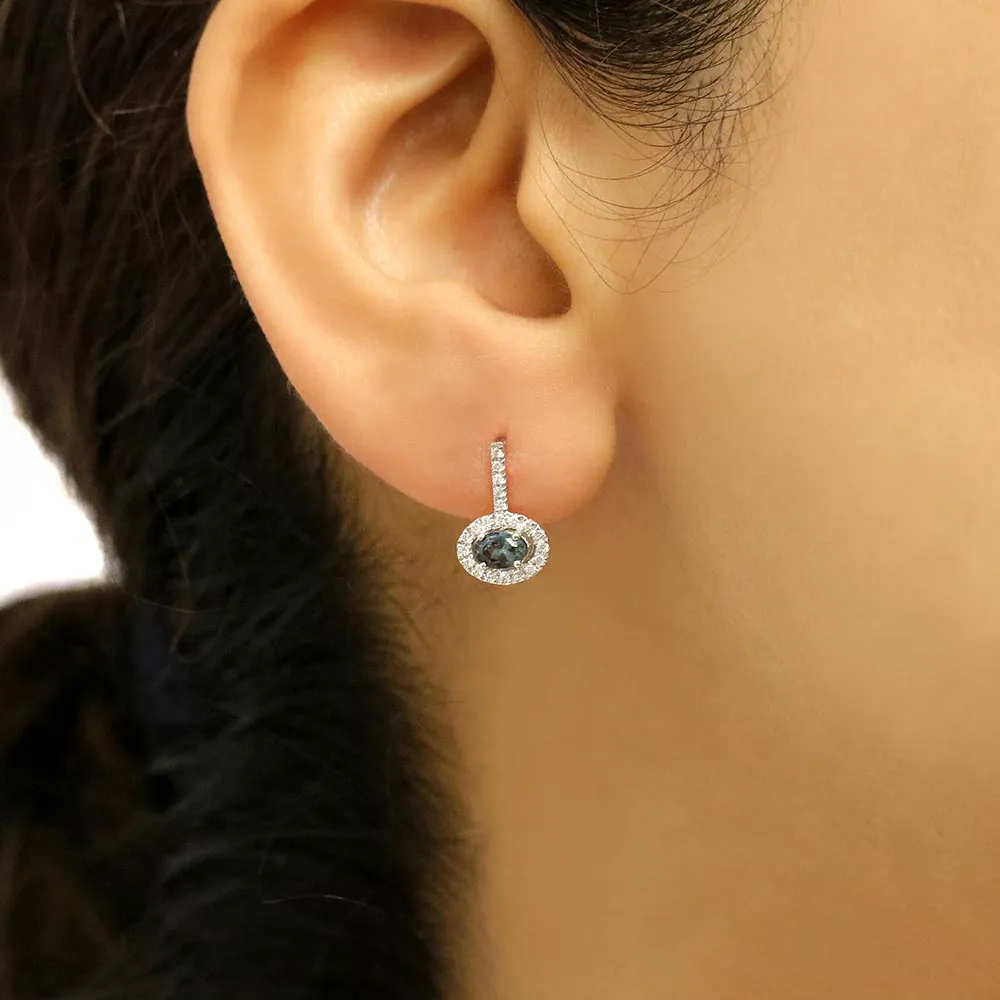 Noble Few - 14K White Gold Natural Alexandrite Earring