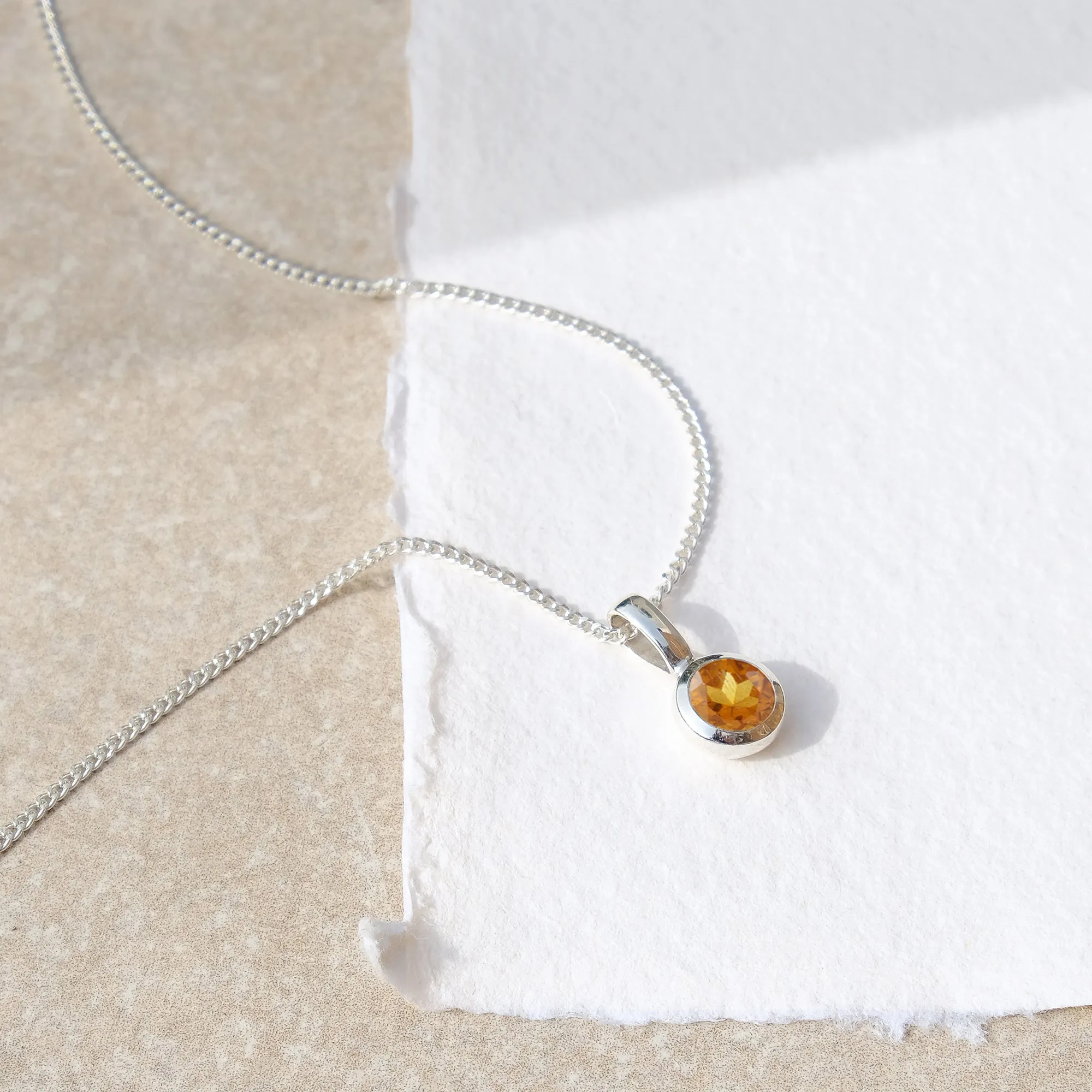 November Birthstone Charm Necklace - Citrine