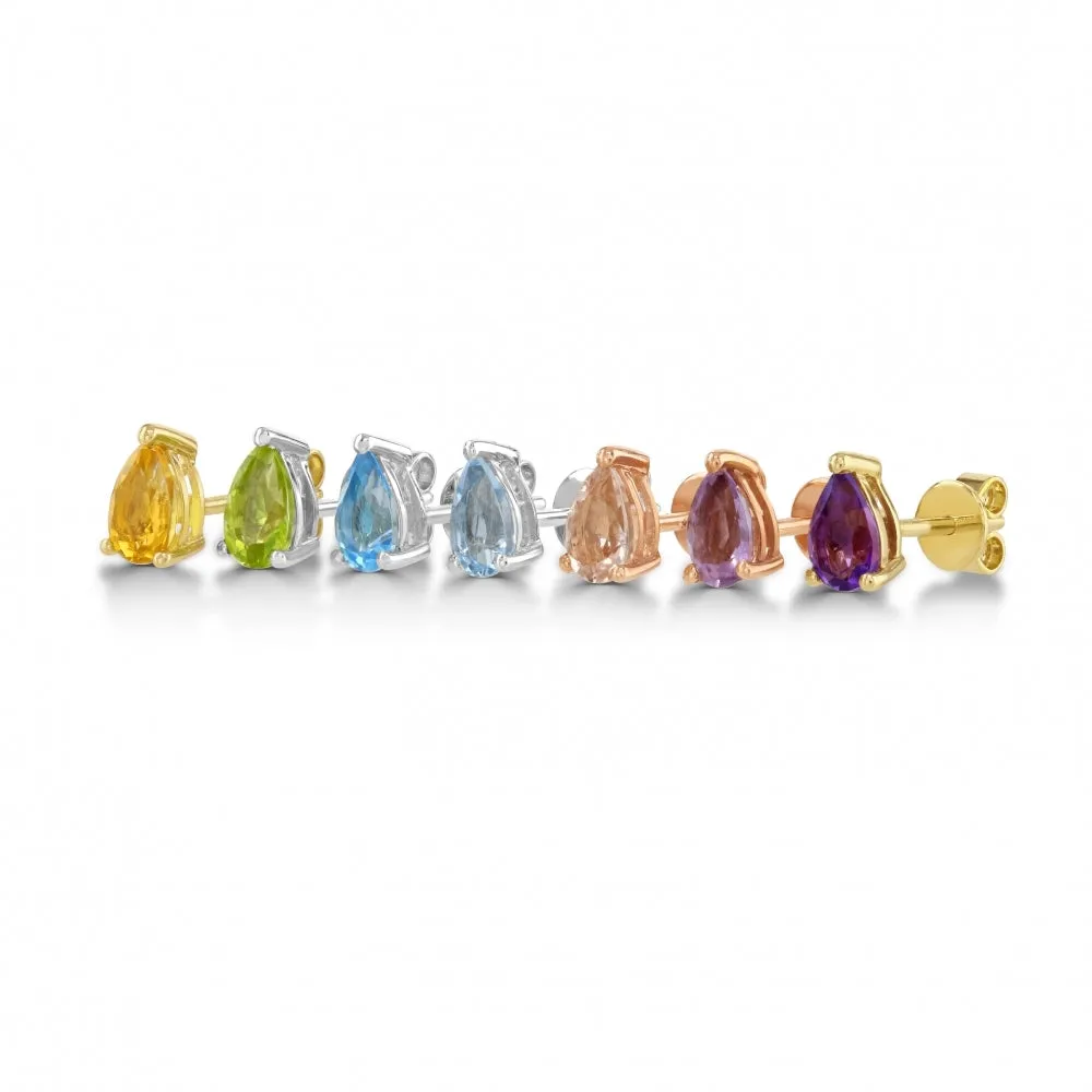 Pear Shaped Citrine Stud Earrings - Yellow Gold - NTE2086CIT-9YG