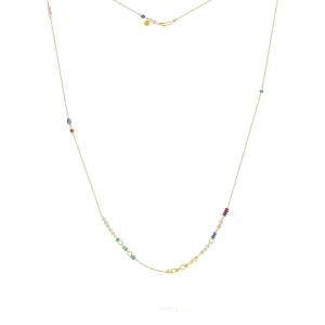 Piccolo Bloom 18K Gold Necklace, 62 cm w. Emerald, Ruby, Quartz, Kyanite, Pearl, Citrin, Coral & Amethyst