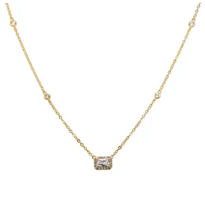 "EMILY" Baguette Solitaire CZ Necklace
