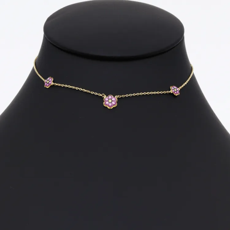 Real Gold Choker Flower Necklace 1883/1 N1281