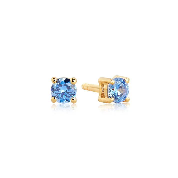 Sif Jakobs Silver Gold Plated Earrings Princess Round Blue