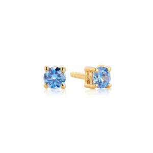 Sif Jakobs Silver Gold Plated Earrings Princess Round Blue