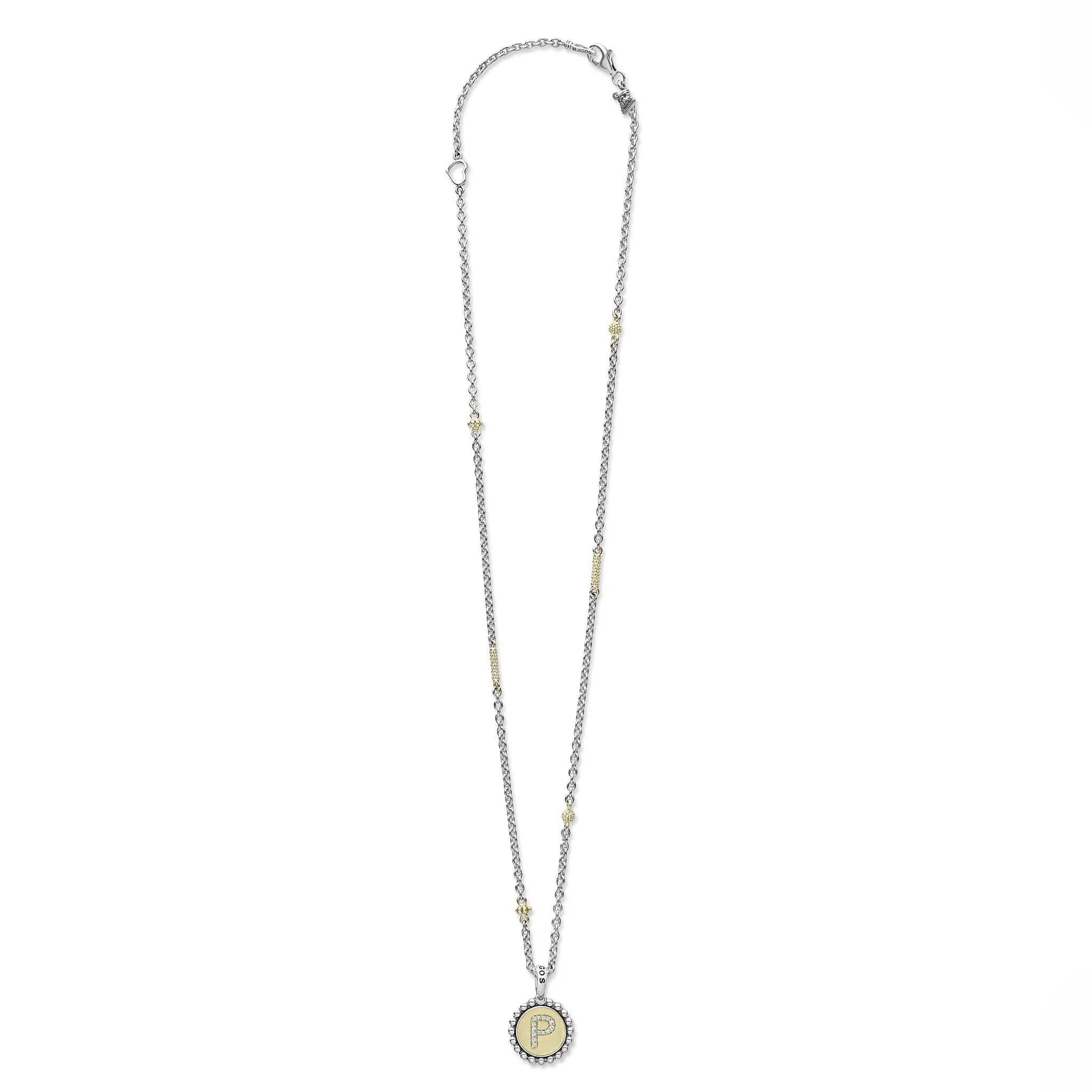 Signature Caviar P Initial Diamond Charm Necklace
